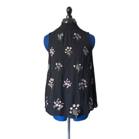 Sundance Black Embroidered Lined Sleeveless Top Women's Size XS Spring Cottage - Picture 1 of 13